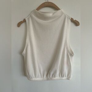 ALO ALOLUX SOHO MOCK NECK top TANK “cashmere feel” ivory XS NEW WITH DEFECTS